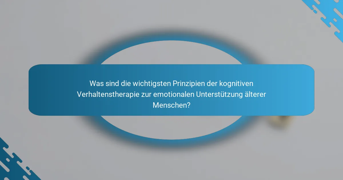 Was sind die wichtigsten Prinzipien der kognitiven Verhaltenstherapie zur emotionalen Unterstützung älterer Menschen?