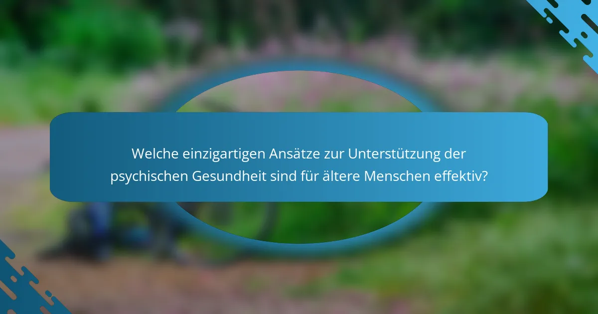 Welche einzigartigen Ansätze zur Unterstützung der psychischen Gesundheit sind für ältere Menschen effektiv?