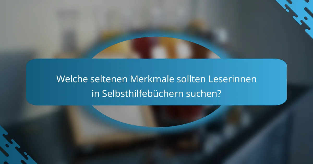 Welche seltenen Merkmale sollten Leserinnen in Selbsthilfebüchern suchen?
