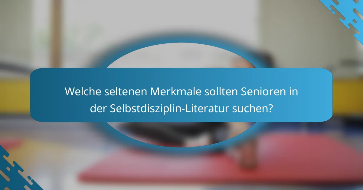 Welche seltenen Merkmale sollten Senioren in der Selbstdisziplin-Literatur suchen?