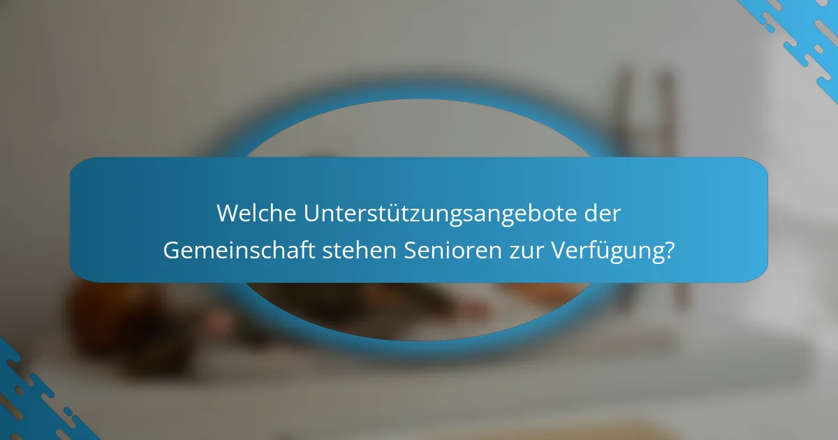 Welche Unterstützungsangebote der Gemeinschaft stehen Senioren zur Verfügung?