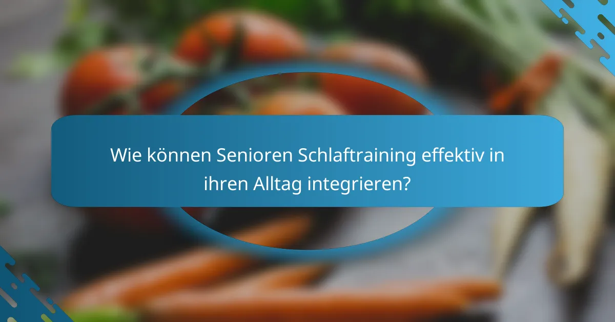Wie können Senioren Schlaftraining effektiv in ihren Alltag integrieren?
